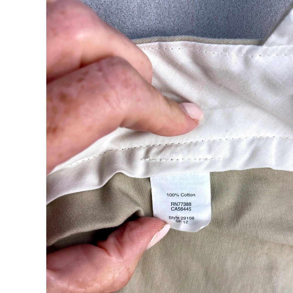 J Crew Tan Khaki Chino Pants Mens 36x34 100% Cotton Flat Front Preppy Modern - Picture 7 of 8